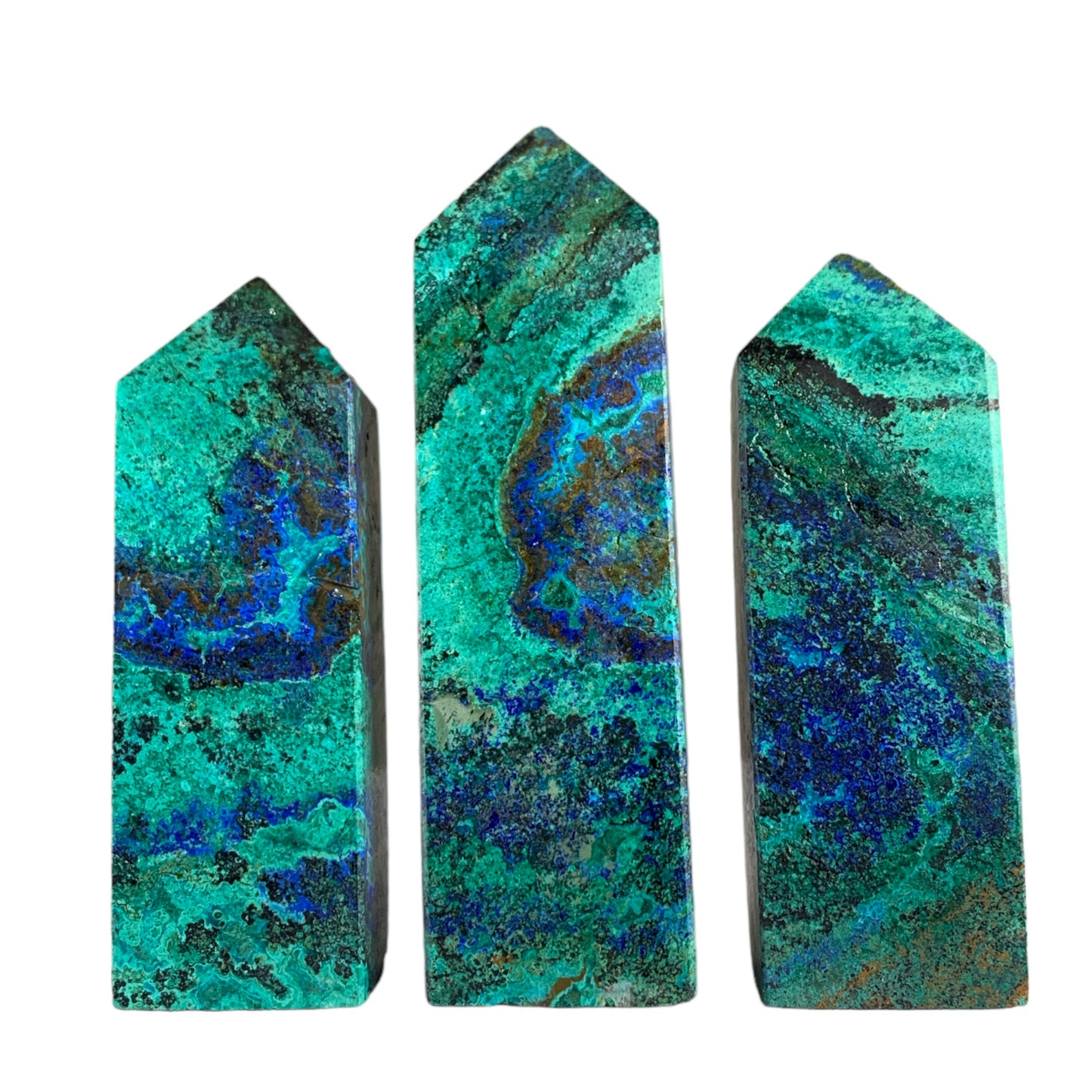 Malachite Lapis Turquoise et Phoenix Stone Polished Towers - 3 - 5 pouces - Prix par gramme - NEW822