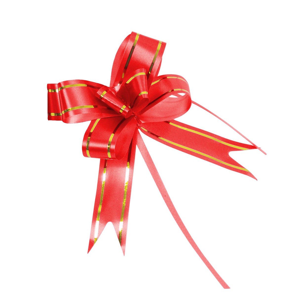PK/10 BUTTERFLY BOW - ROUGE avec GOLD STRIPE 8 pouces
