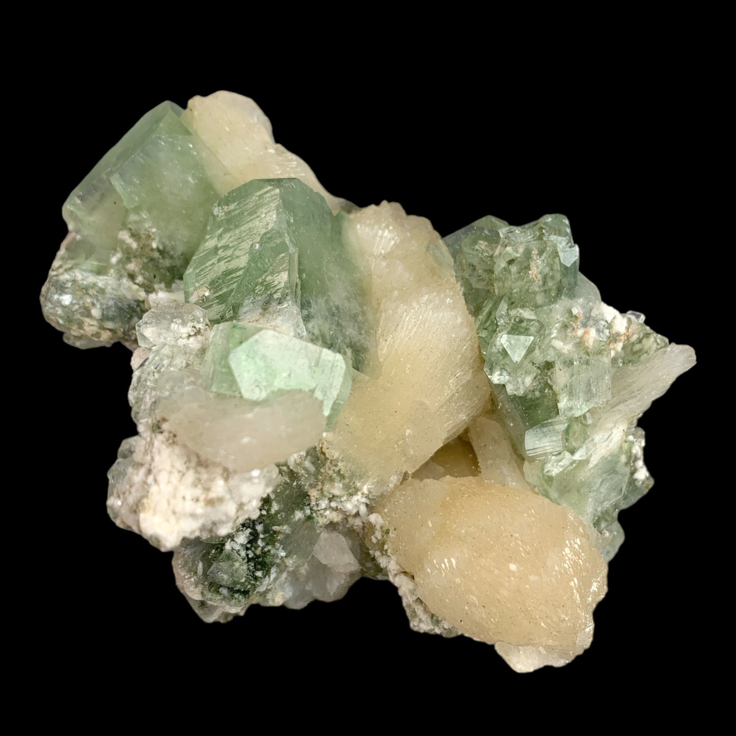 #1 Green Apophyllite w Stilbite - 317g - 4 x 3 inch - India - Specimen 3