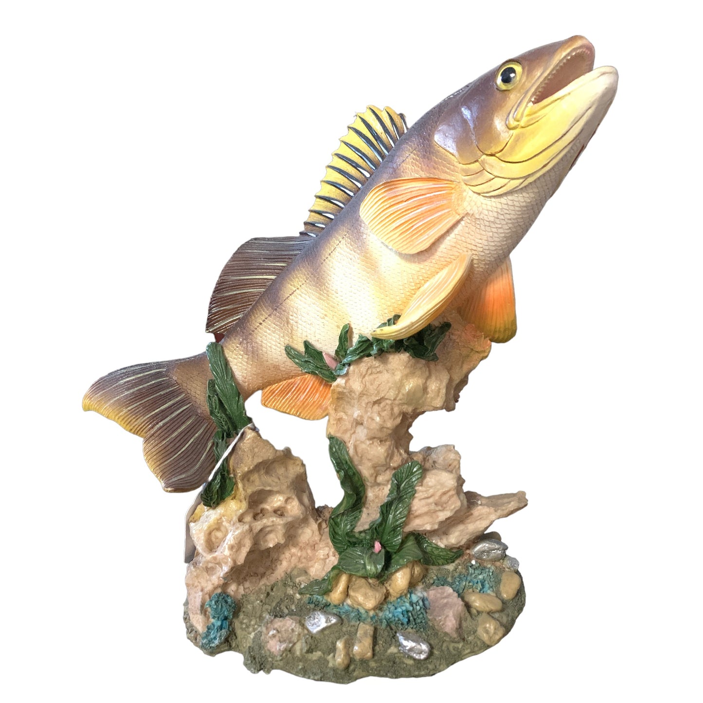 LARGE ORANGE BASS FISH STATUE - 10 INCH - Resin - China