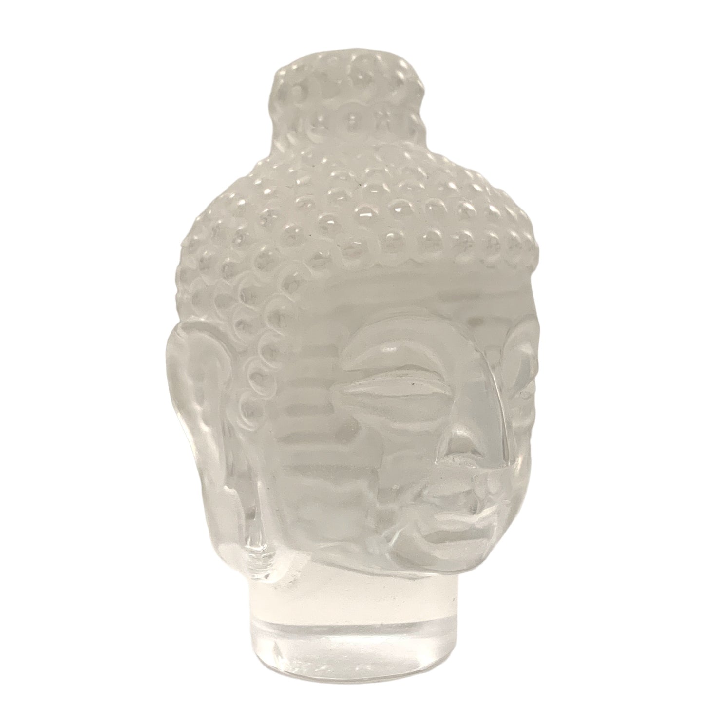 Liu Li Buddha Head - CLEAR GLASS Smelted - Small 3.25 inch 202g - Made in China - NEW722
