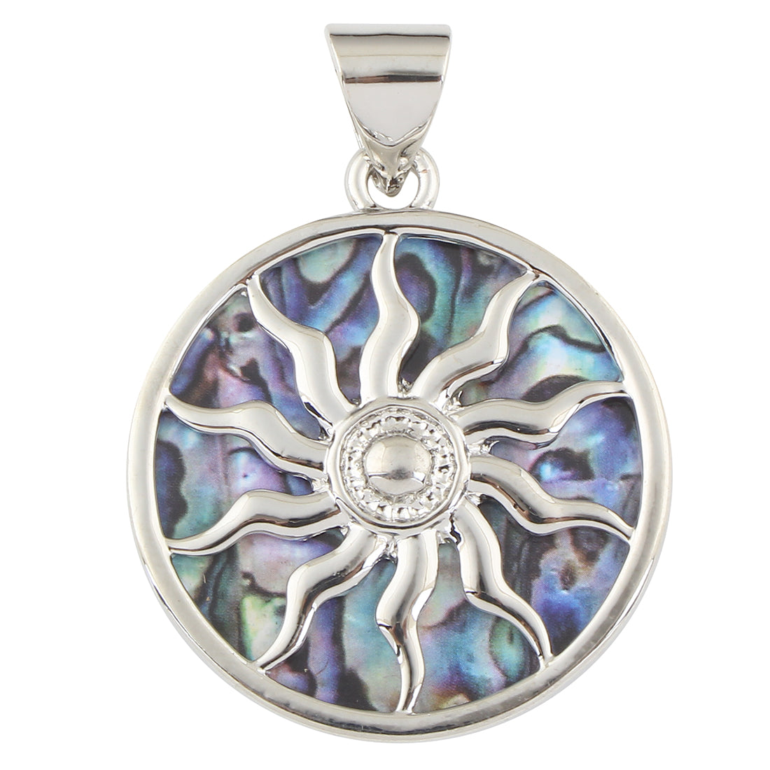 Pendentif Soleil - Coquillage Ormeau - Plaqué Couleur Platine