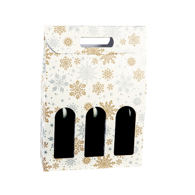 Flocon de neige alpin (cristal) 3 porte-bouteilles de vin en lin gaufré - 10-5/8 x 3,5 x 15 pouces (30 par caisse)