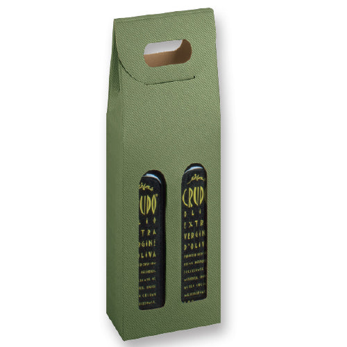 Sage Green with Groove Texture 2 Bottle Carrier for Tall Olive oil Bottles 4.25″ x 2.13″ x 12″
