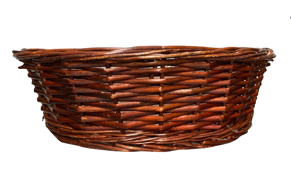 WILLOW OVAL TRAY - STAINED BROWN 16 x 5 pouces de profondeur - avec doublure dure - Convient à un sac panier 26x40