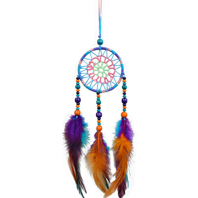 Feather Dream Catcher with Wooden Beads - 7x36cm - NEW424