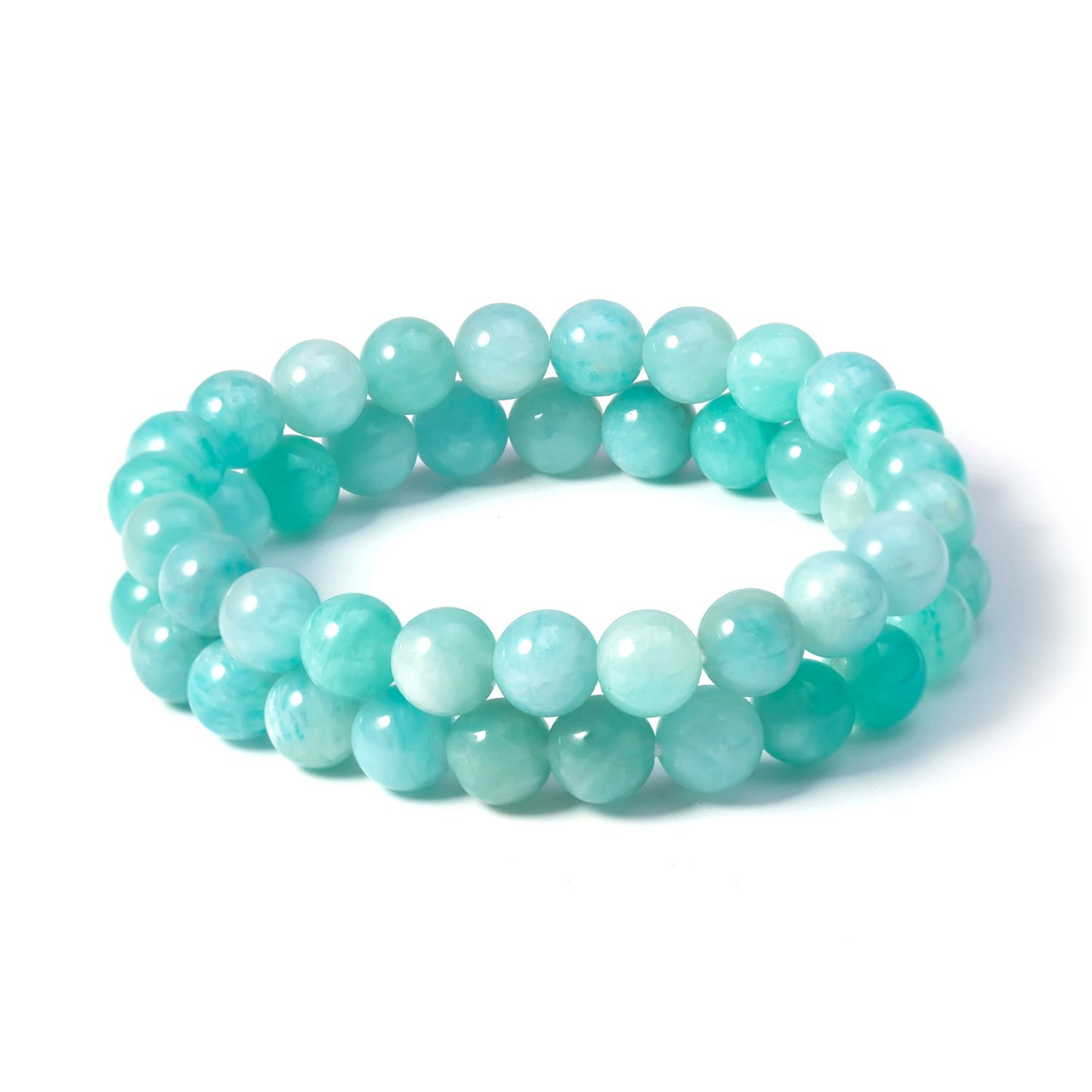 Bracelet Amazonite Poli - Perles de 8 mm - Environ 7,5 pouces