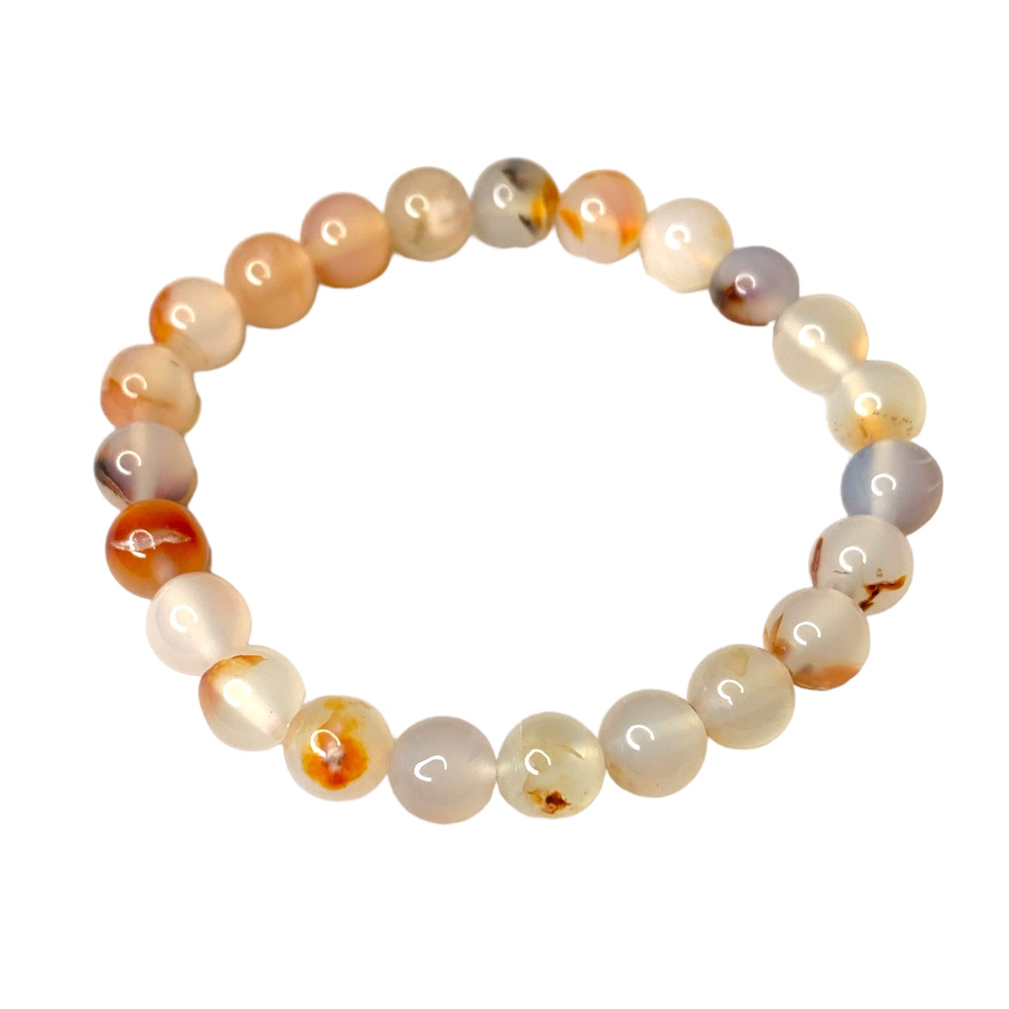 Dragons veins agate - gemstone stretch bracelet natural stone - 7.5 inch