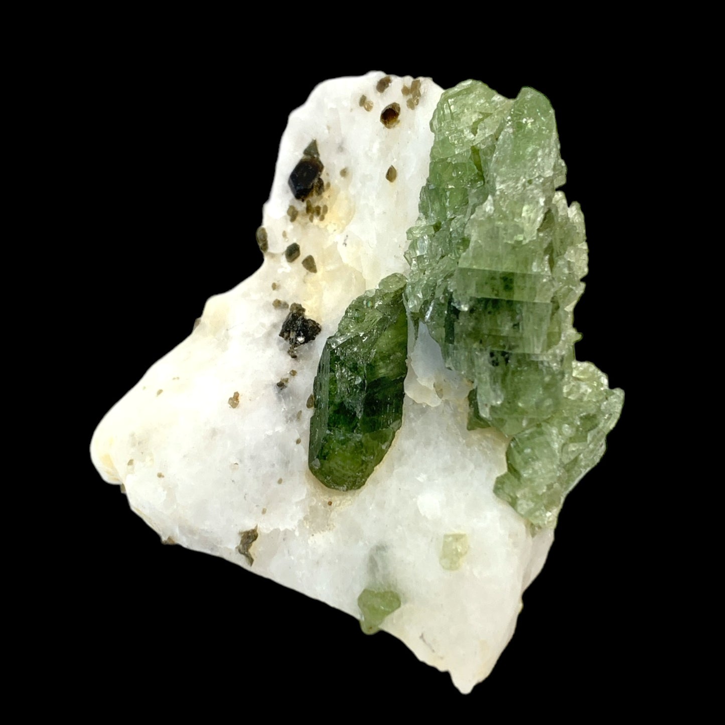 #1 Green Diopside on Calcite - 89g - 2.75 inch - Afghanistan - Specimen 2