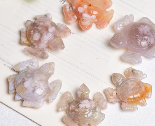 Sea Turtle - Flower Agate - Mini 20mm - Hand Carved - NEW622