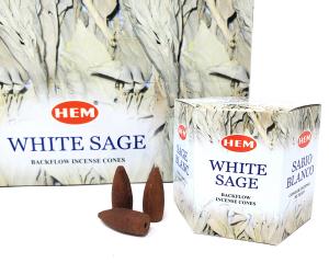 HEM BACKFLOW Cones - WHITE SAGE (12 pack/box) - (40 cones each pack) total 480 Cones - NEW1022