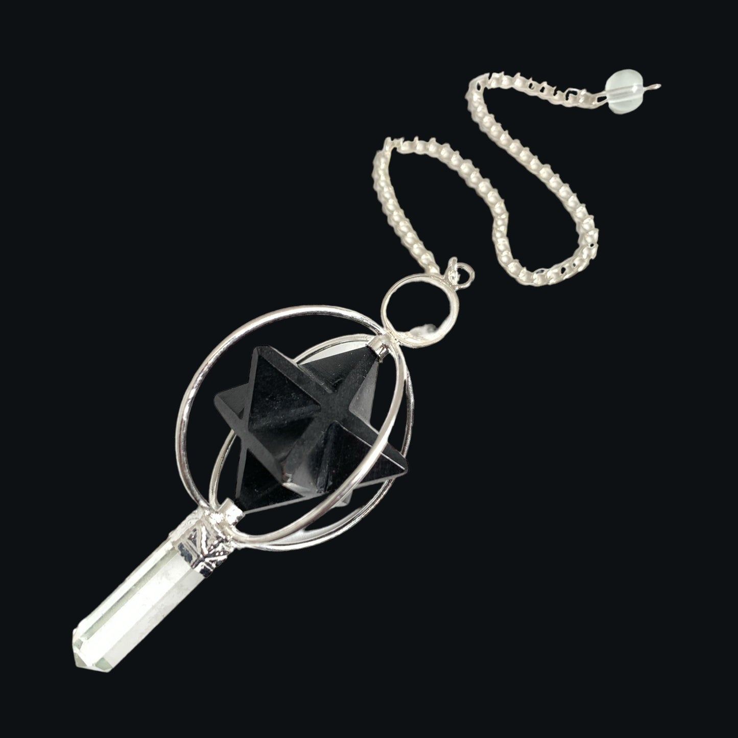 Black Tourmaline Spinning Merkaba Star Pendulum - 60 to 65mm - 20g - NEW422