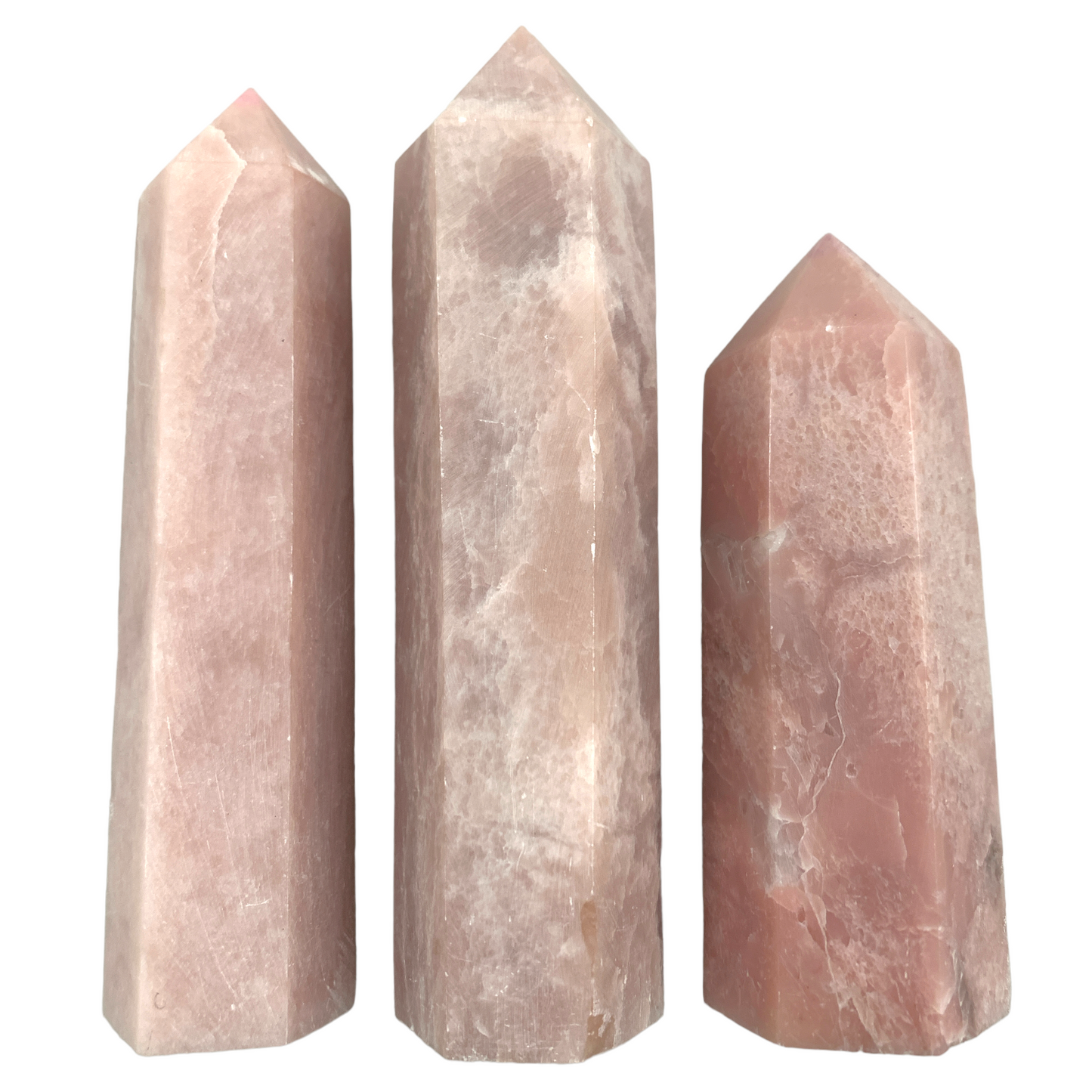 Opale rose - Pointes de pierre polies - Taille moyenne de 65 à 100 mm - Prix au gramme - Chine - NEW722