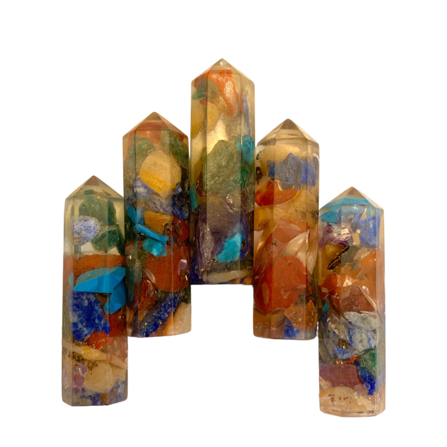 Chakra Orgonite - 35-40mm - Single Terminated Pencils - (retail purchase as singles, wholesale min order 5) - India - NEW1020