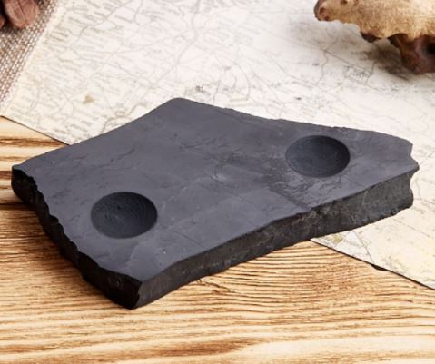 SHUNGITE - Double Sphere or Egg Stand - For 3cm-5cm - Russia - NEW122