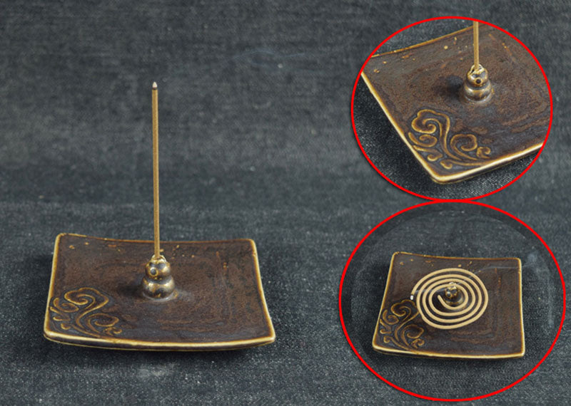 Square Porcelain Incense Burner Seat - Grey - 9x9x3.3 cm - NEW1220