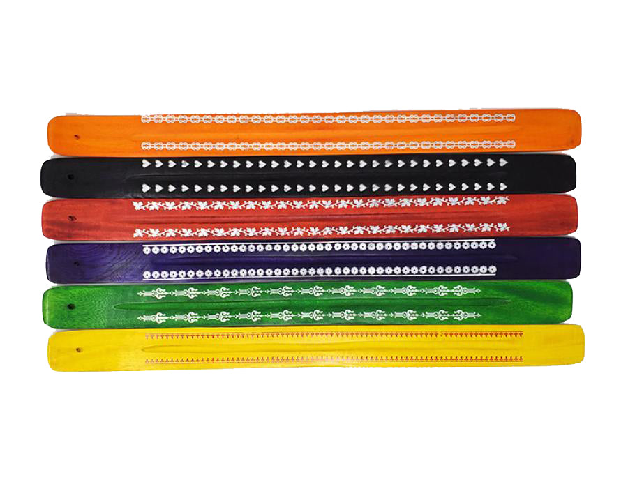 SET/6 Assorted Color Painted Jumbo Wood Ash Catchers 18 inch Long