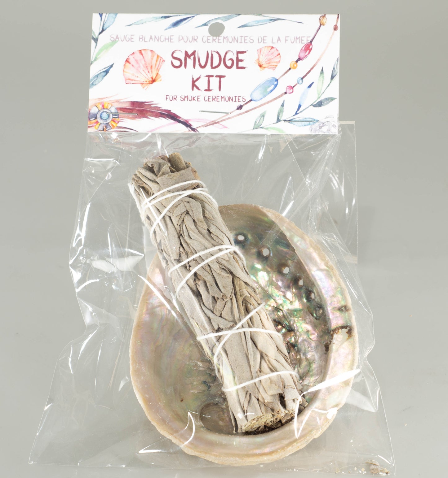 KIT SMUDGE - MIDAE ABALONE AVEC BÂTON DE 4 pouces À LA SAUGE BLANCHE