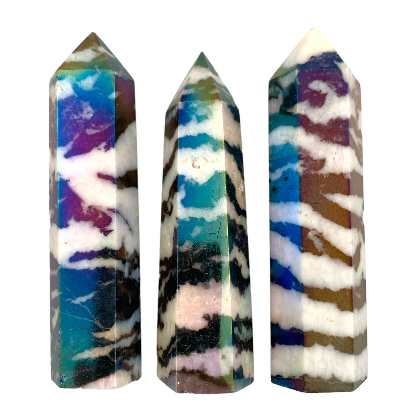 Zebra Jasper Polished Aura Points - 4 pouces - Prix par gramme - NEW722