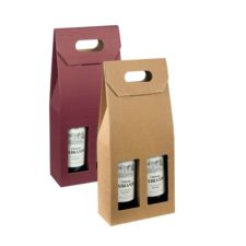 Kraft Textured Rib 2 Bottle Wine Gift Carrier 7″ x 3.5″ x 16″