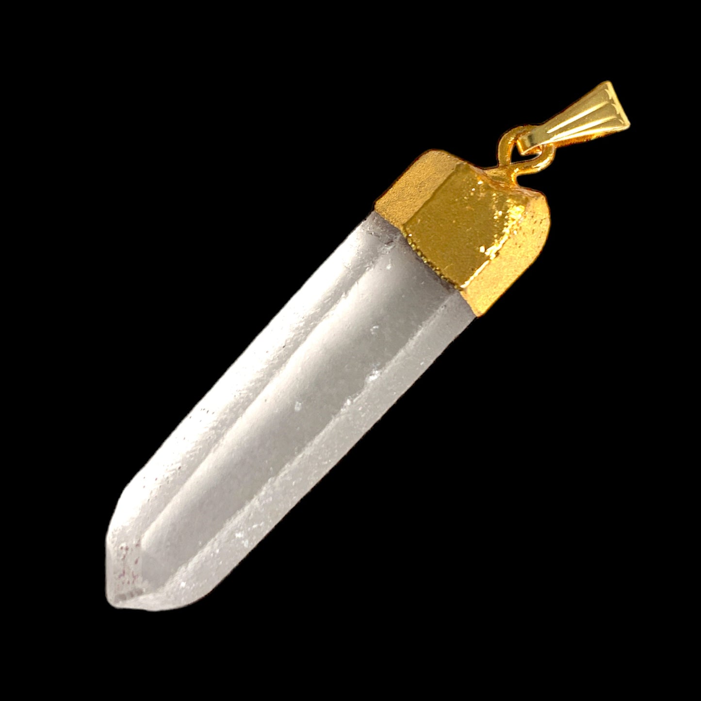 Pendentif Pointe en Cristal Naturel Plaqué Or - 35mm 10g - NEW921