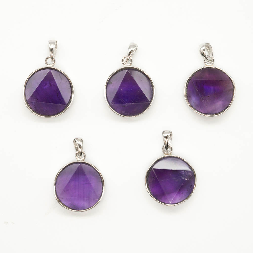 Collier avec pendentif en argent et améthyste David Star 15 mm - NEW921