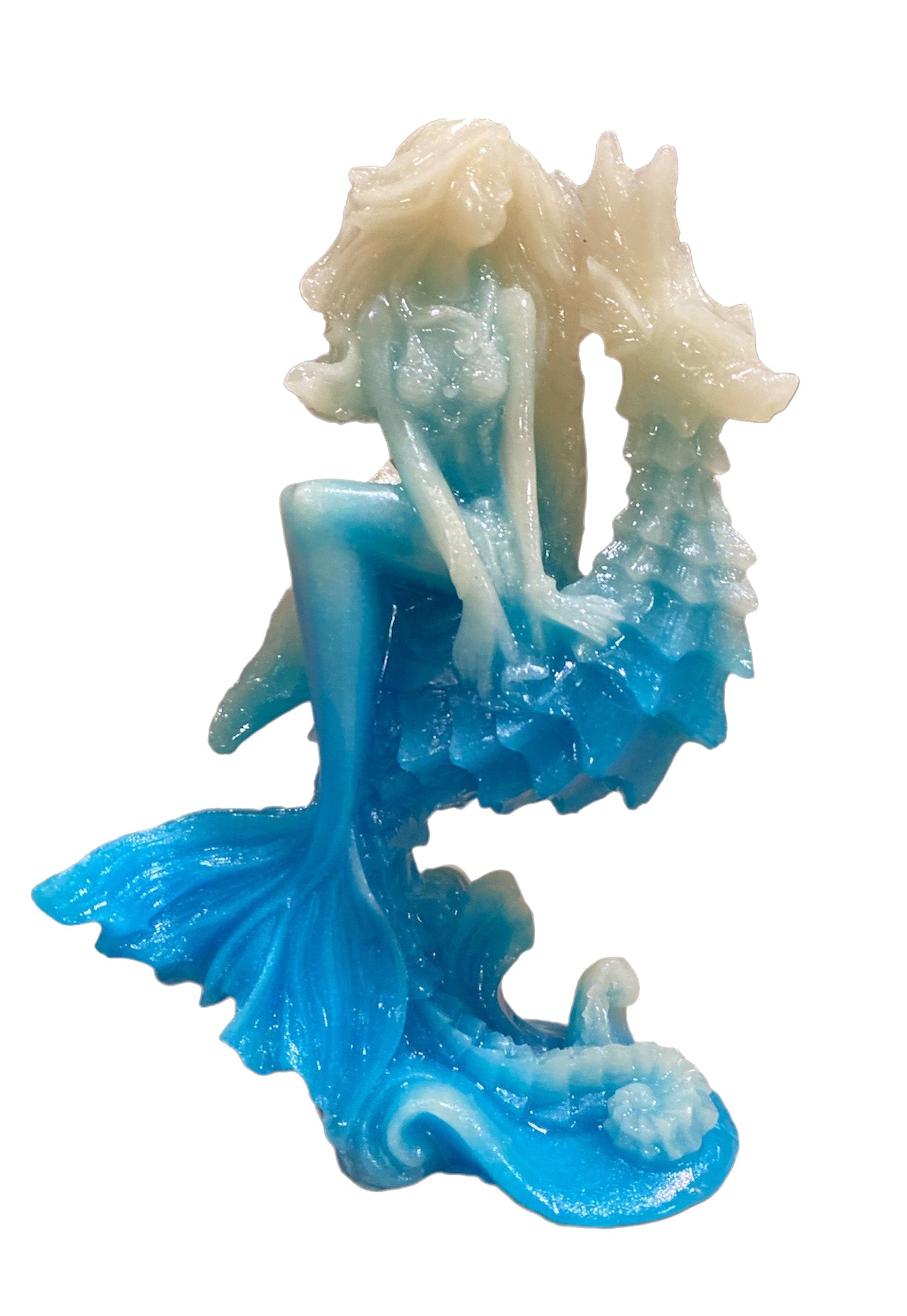 Tall Mermaid Statue - Blue Luminous Resin - 5.75 inches - 15cm - China - NEW1022