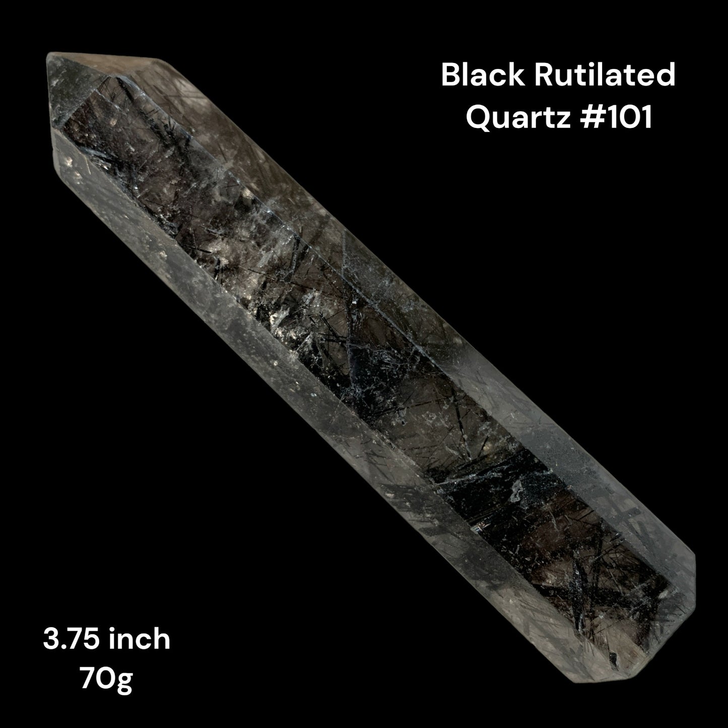Black Rutilated Quartz (darker) -3.75 inch - 70g - Polished Points