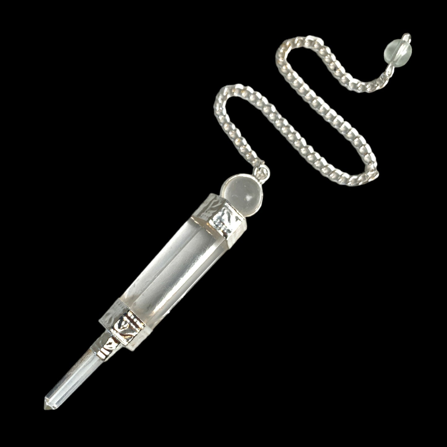 Crystal Quartz 3pc Small Wand Pendulum with Chain - 40-50mm - 25g - NEW422