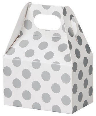 Metallic Silver Dots Mini Gable Box - 4 x 2 1/2 x 2 1/2 - (order in 6's) (288)