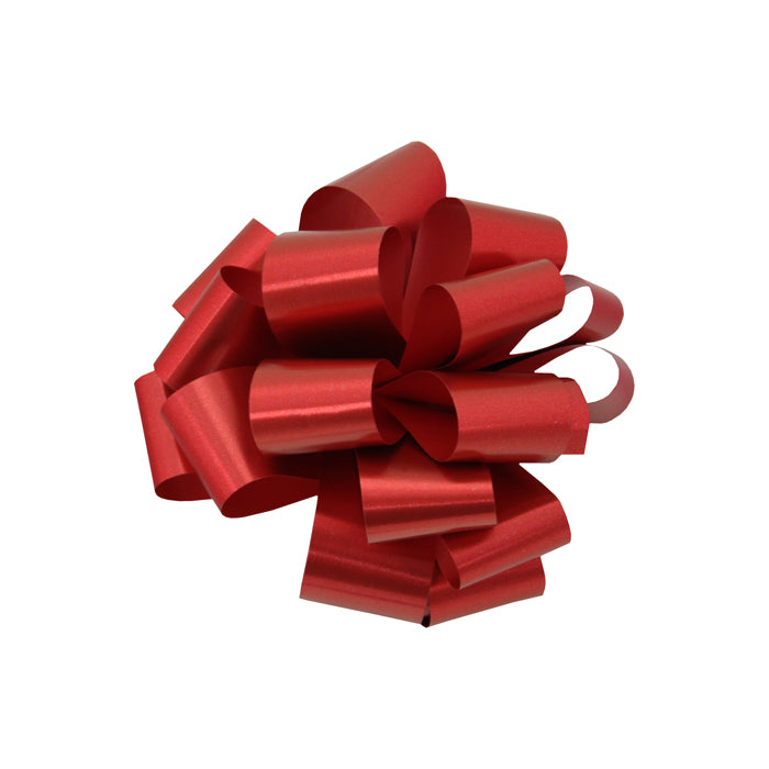 Paquet de 100 arcs pré-encochés Splendorette® ton métallisé ROUGE - 5 x 1,25 pouces 18 boucles