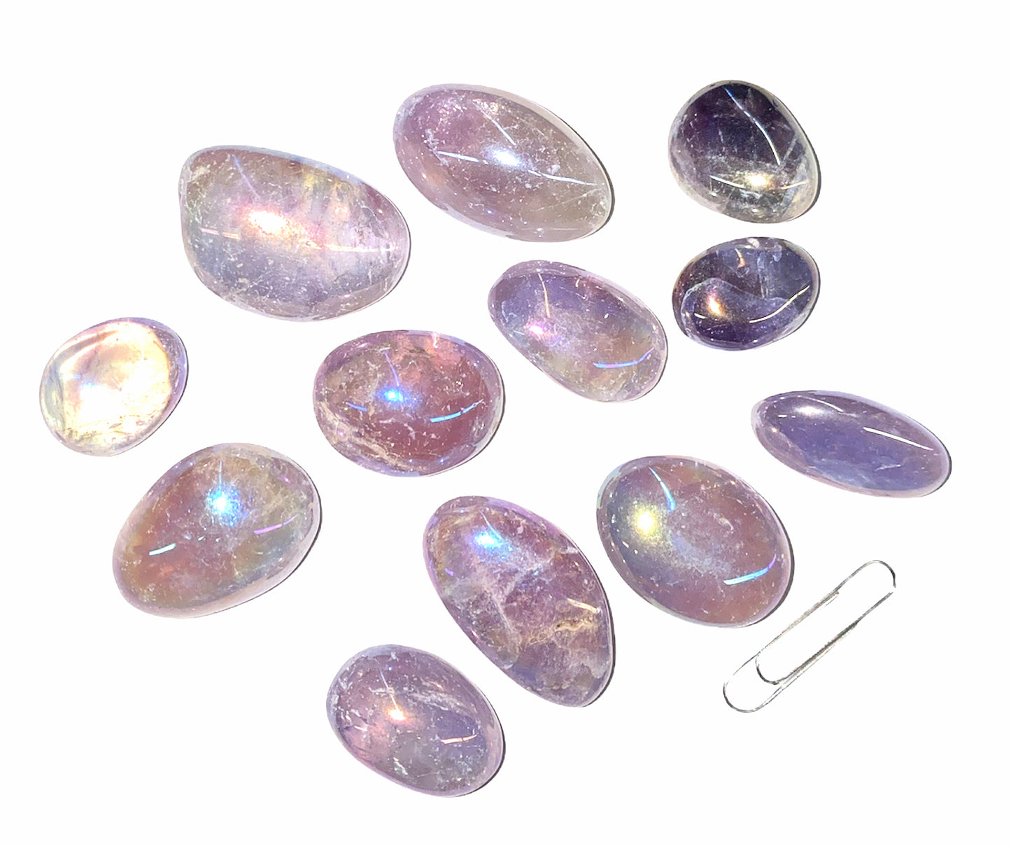 Amethyst RAINBOW AURA Tumbled Stones - AA - Medium - 20 - 30 mm - 1 lb. - China