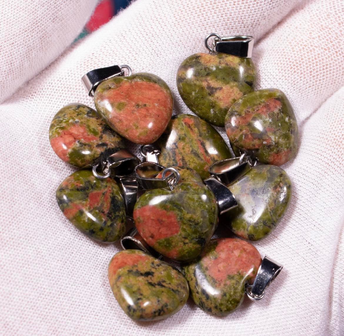 Unakite Heart Pendant - 15mm - 2g - China - NEW123
