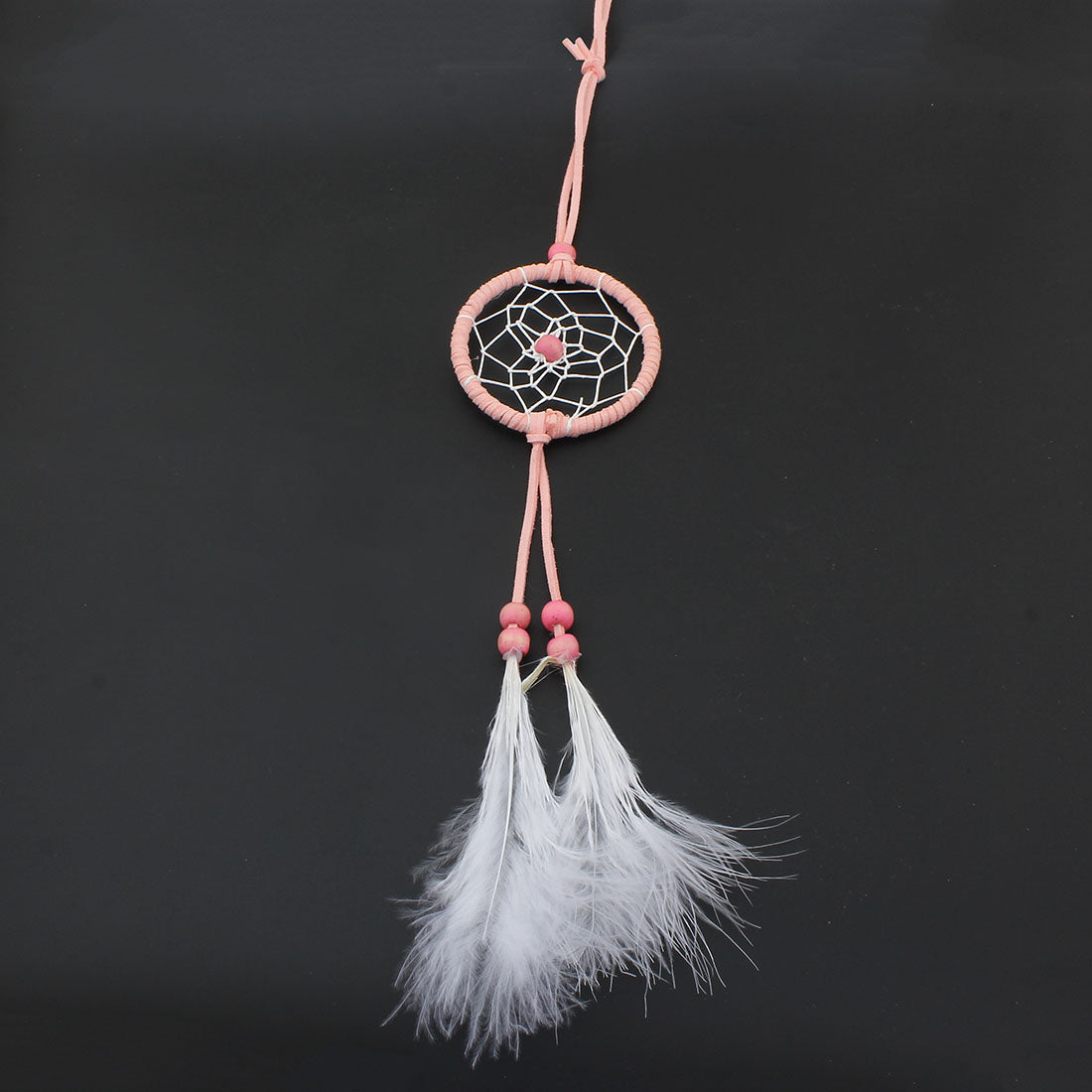 Fashion Dream Catcher with Iron, Feathers, Nylon Cord, Velveteen, Wood - Two Tone