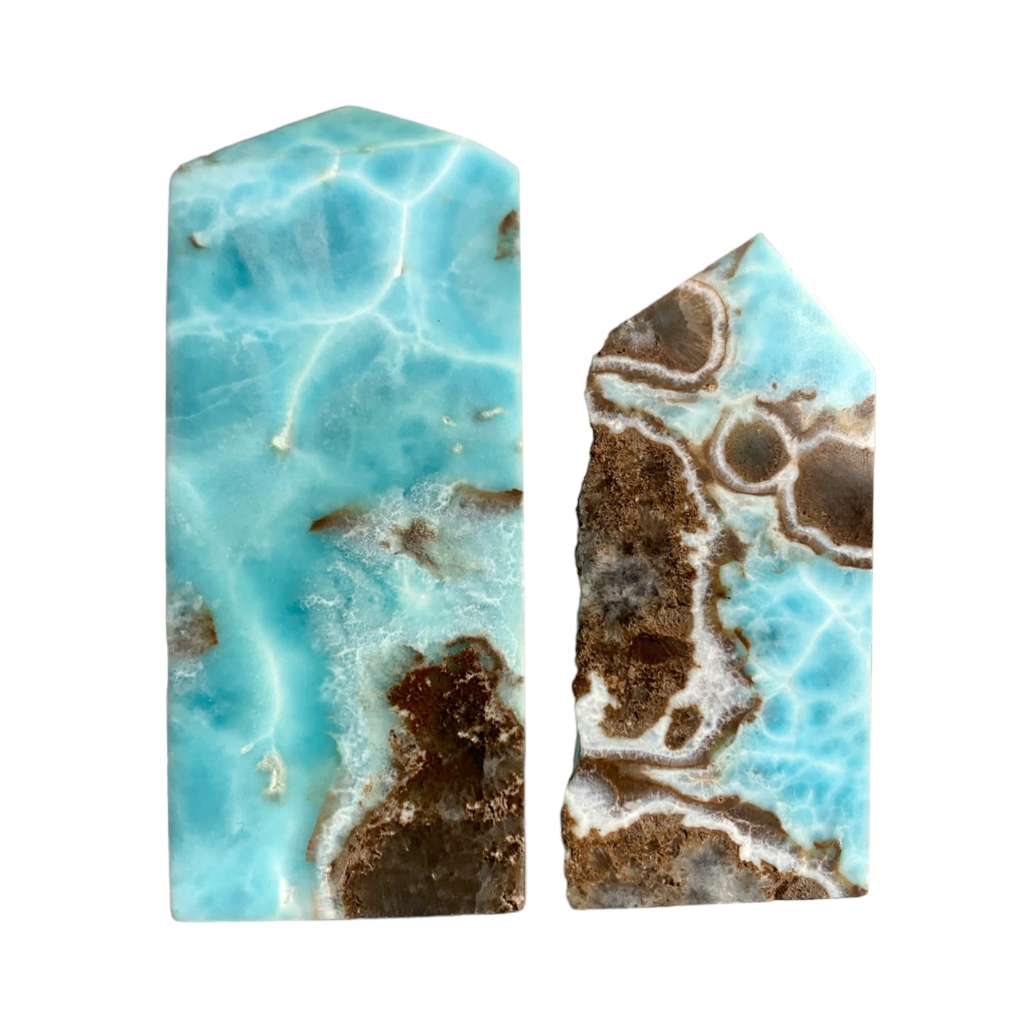 LARIMAR Part Polished Natural Free Shape Standing Points - 4-12cm - Prix au gramme - NEW522