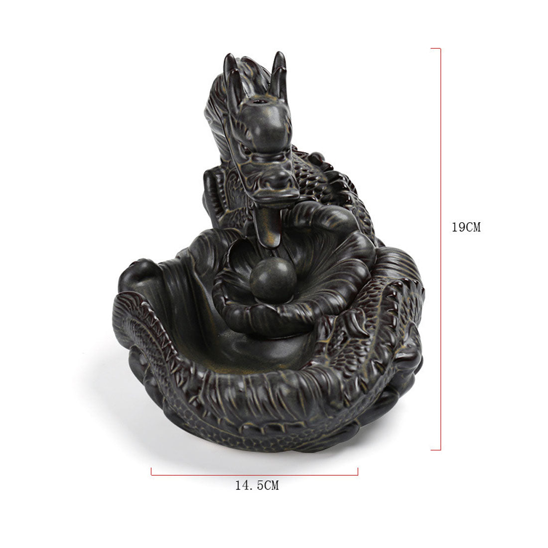 Dragon en porcelaine - Brûle-encens à contre-courant - 145 x 190 mm