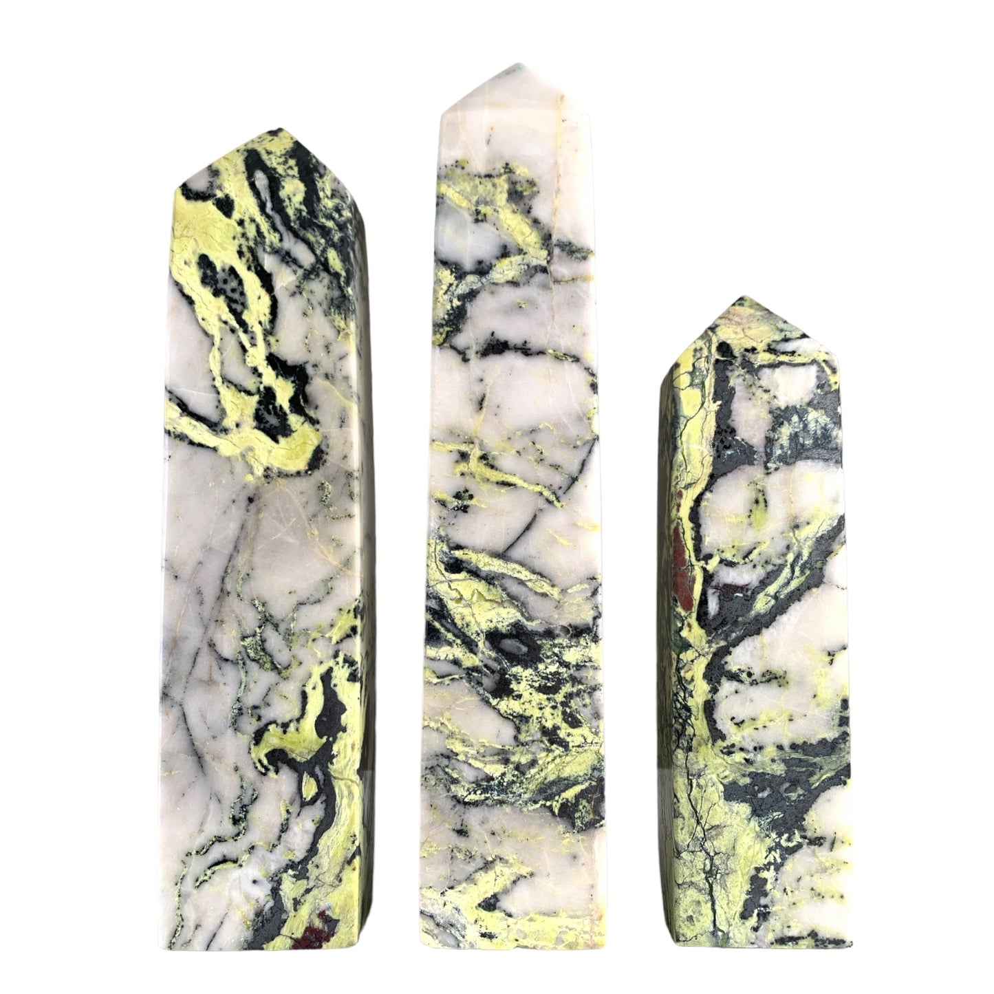 Opale verte avec pointes de fer polies - 5-7 pouces - Prix par gramme - NEW722