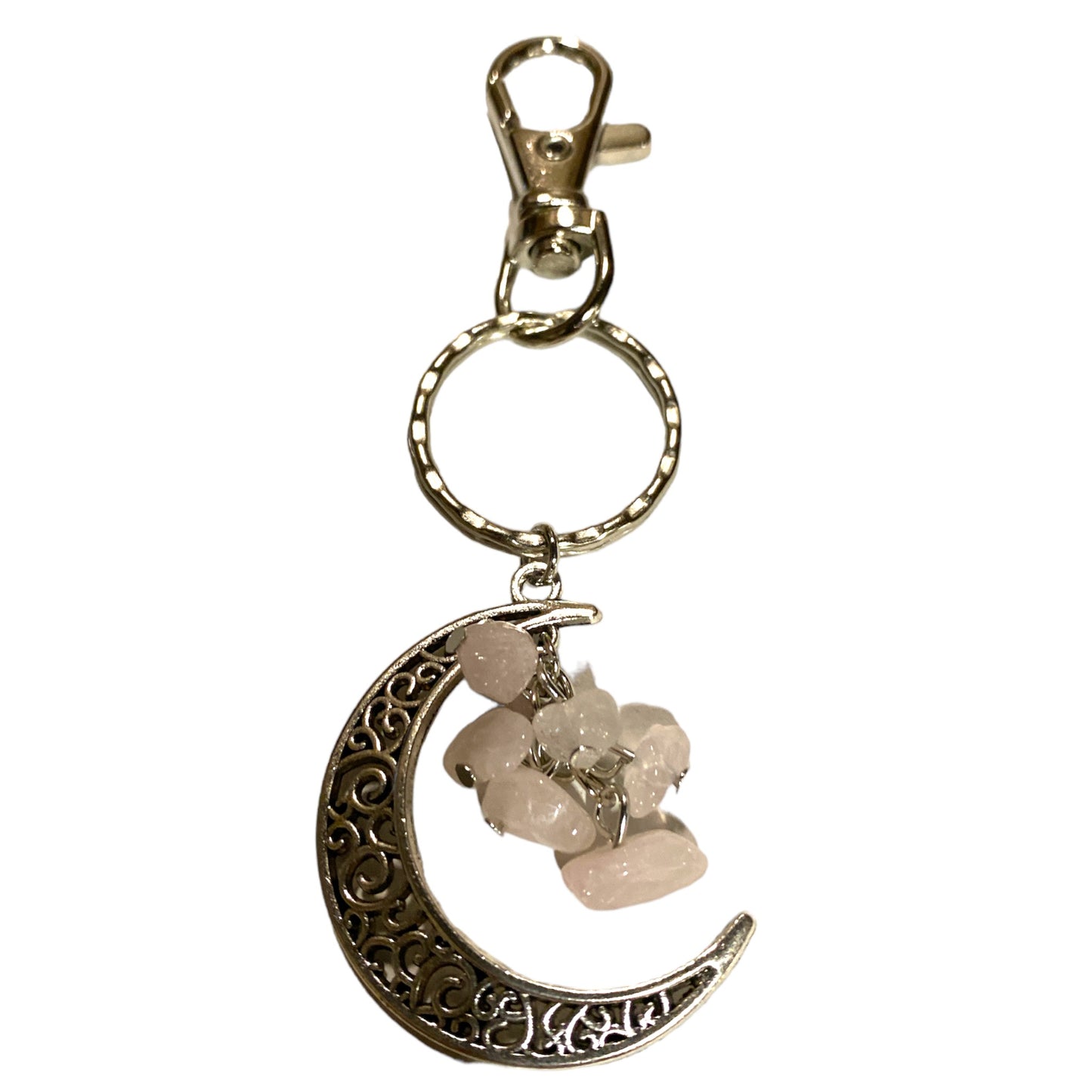 Rose Quartz - Moon Design Key ring - 4 x 1.25 inch - NEW323