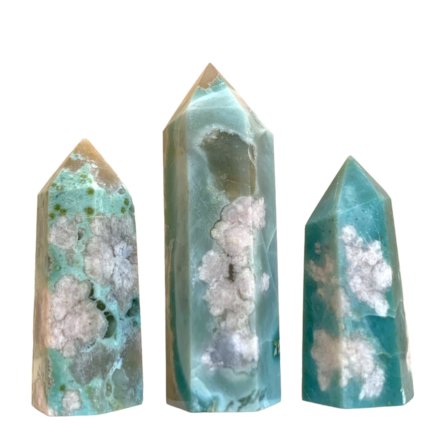 Agate fleur verte - Pointes polies - 2 à 4 pouces - Chine - NEW822