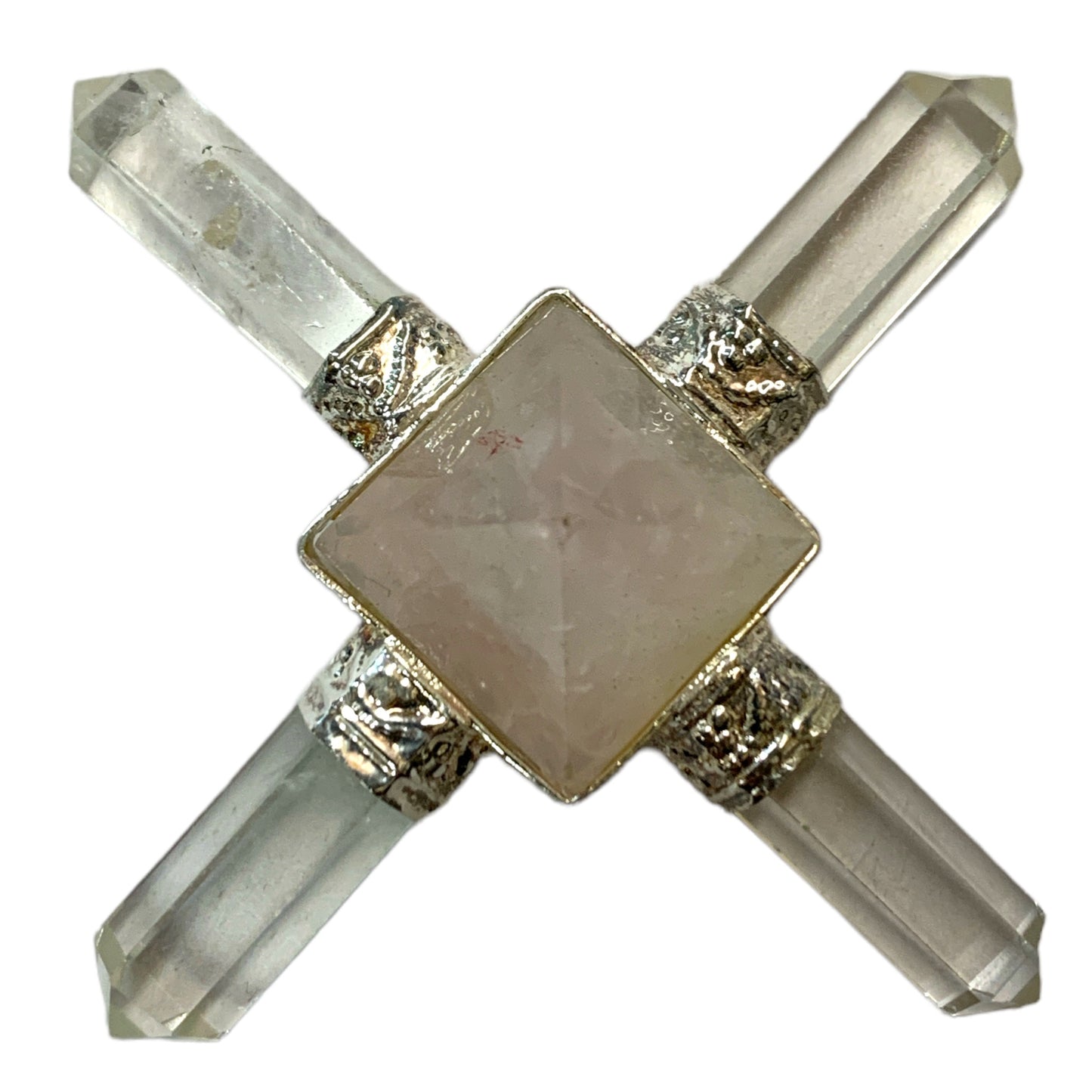 Rose Quartz and Clear Quartz Generator - 45mm - 50g - India - NEW921