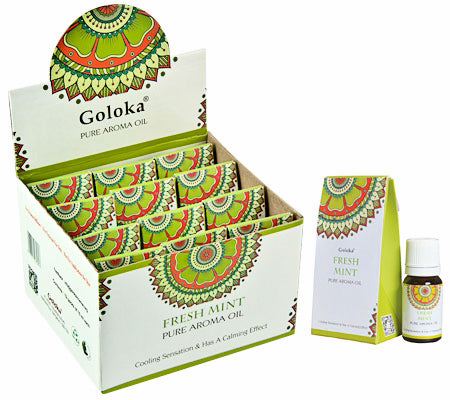 Goloka Fresh Mint Aroma Oil - Display Box With 12 Bottles