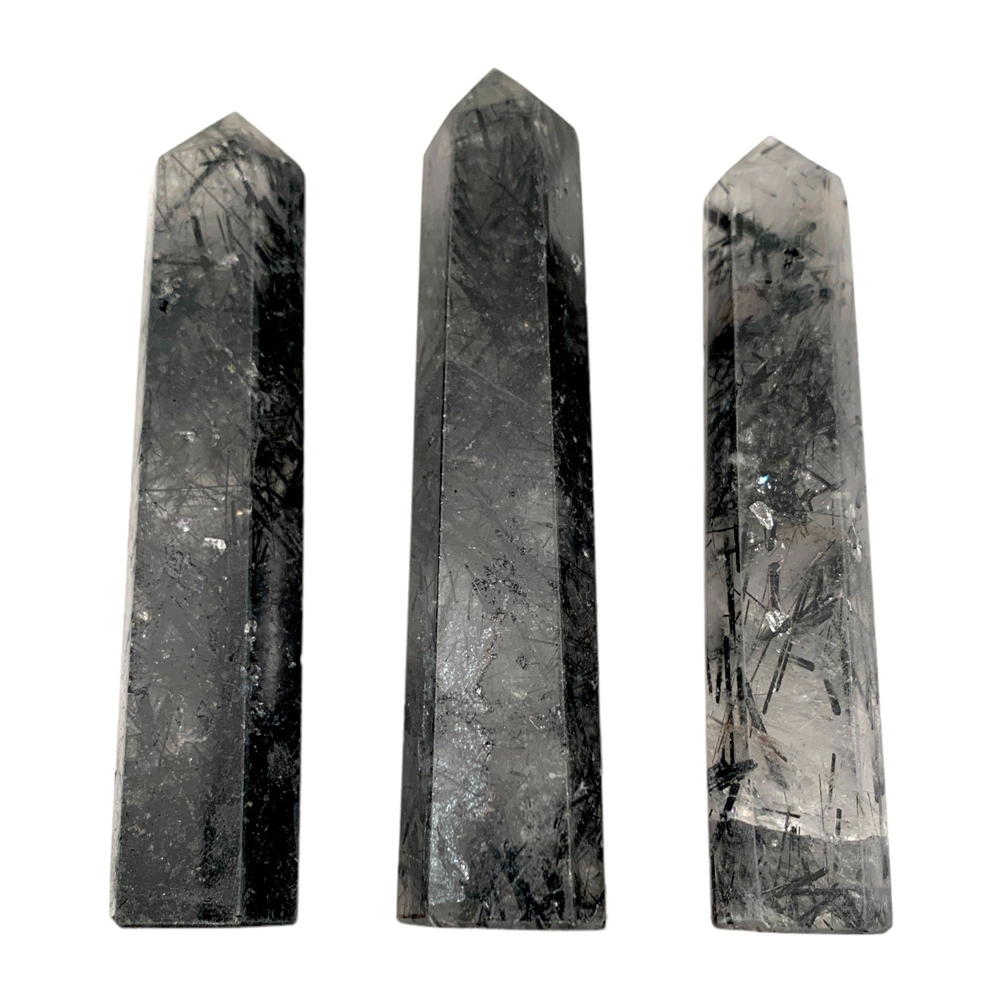 BLACK RUTILATED Polished Points - Medium 6 - 8 cm - per Gram - China