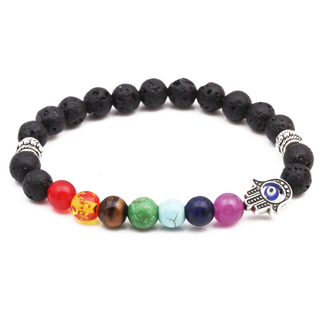 Bracelet avec pierres précieuses et eVIL eYE - 8 mm 7,5 pouces - NEW521