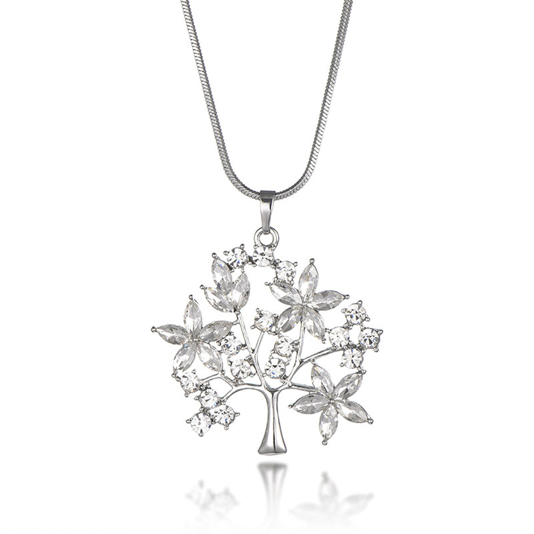 Collier pull en alliage de zinc, avec chaîne en fer, arbre, plaqué, chaîne serpent, plomb strass, sans cadmium. Environ. 28 pouces