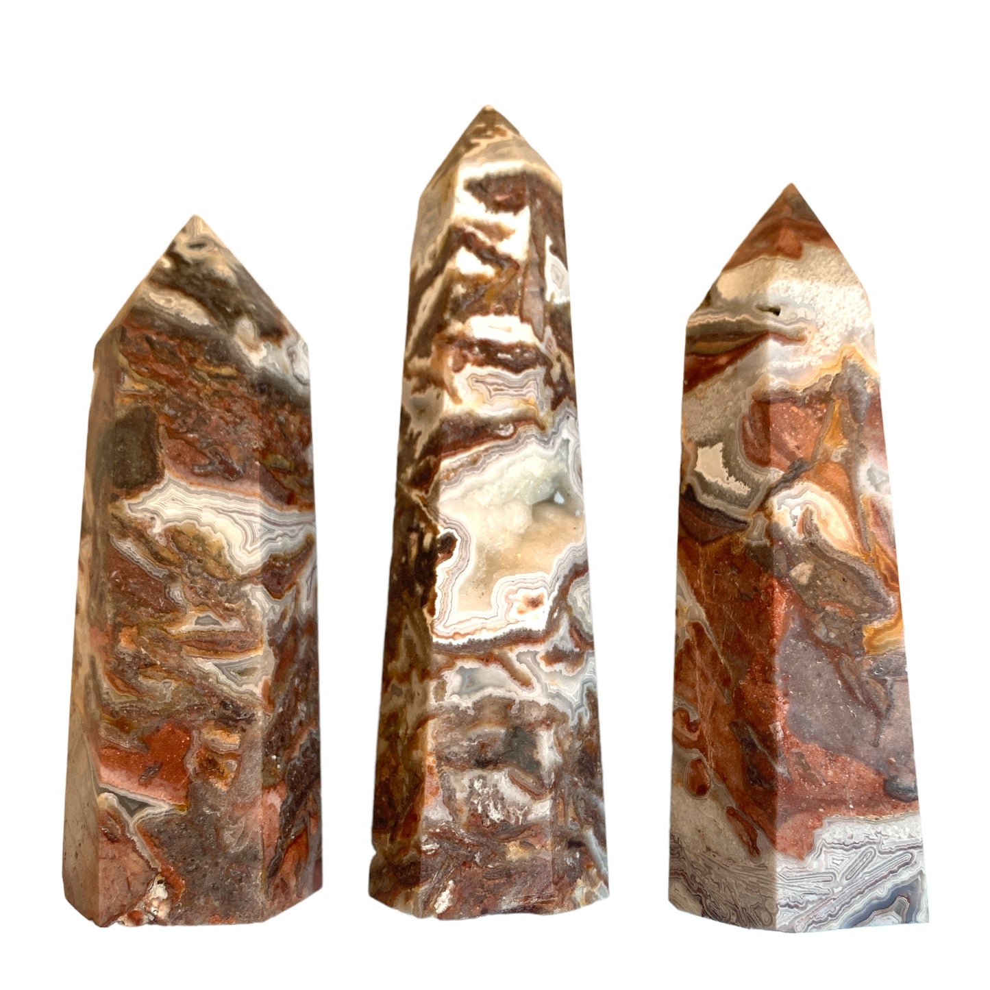 Agate mexicaine - Pointes polies - 3 à 6 pouces - Prix au gramme - Transformé en Chine - NEW822