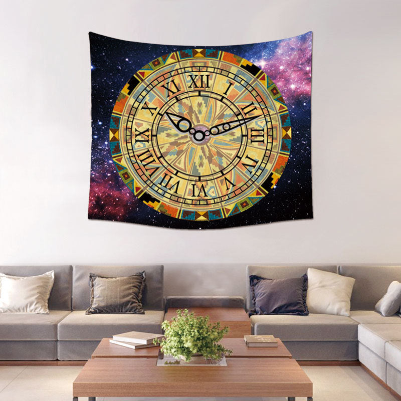 Tapisserie Horloge Or & Noir - 150x130cm - TOILE D'AUTEL - - Polyester