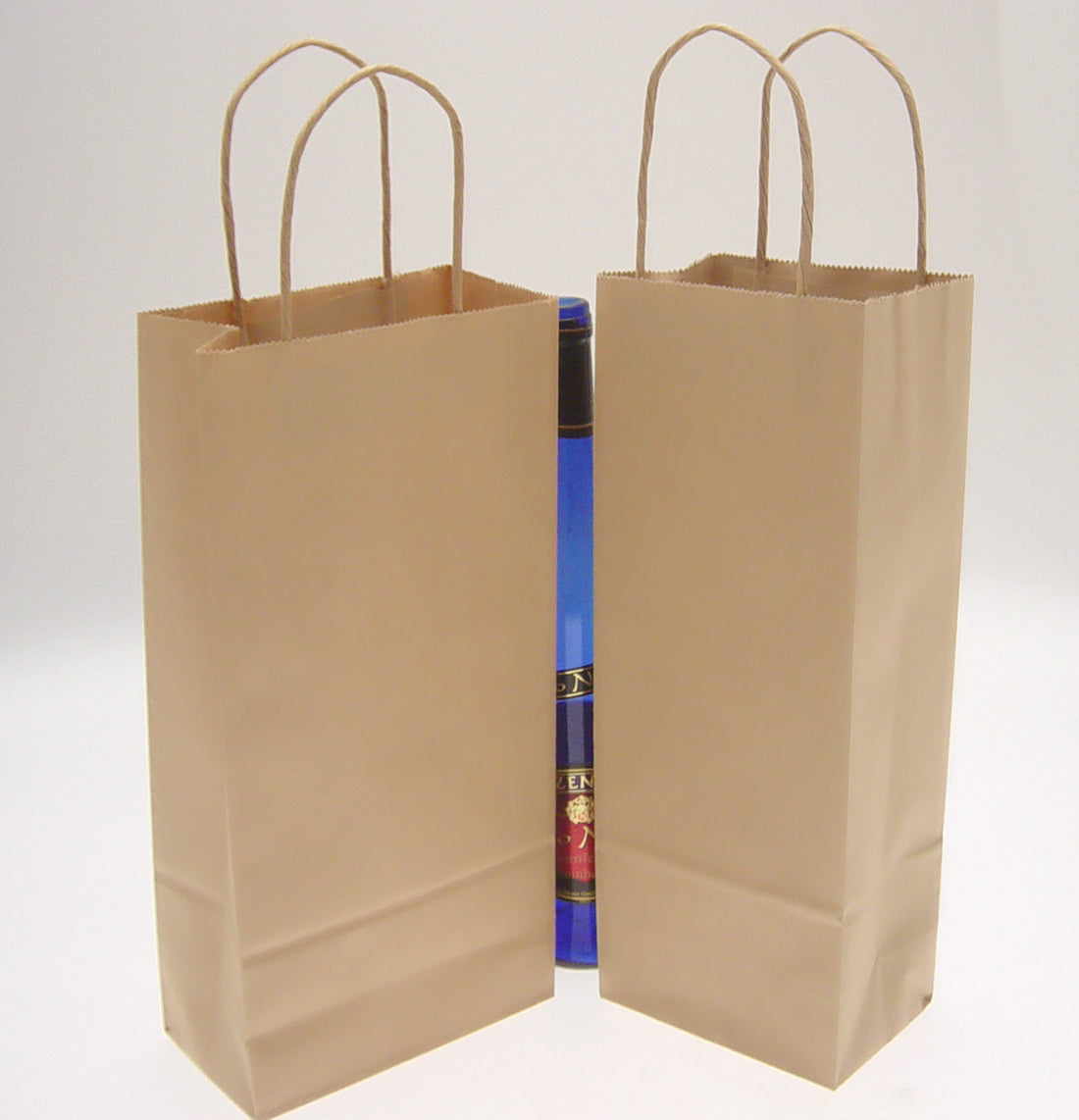 Natural Kraft - Single Wine Shopping Bags - 5-1/4 x 3-1/2 x 13 inch W x D x H (250 per case)