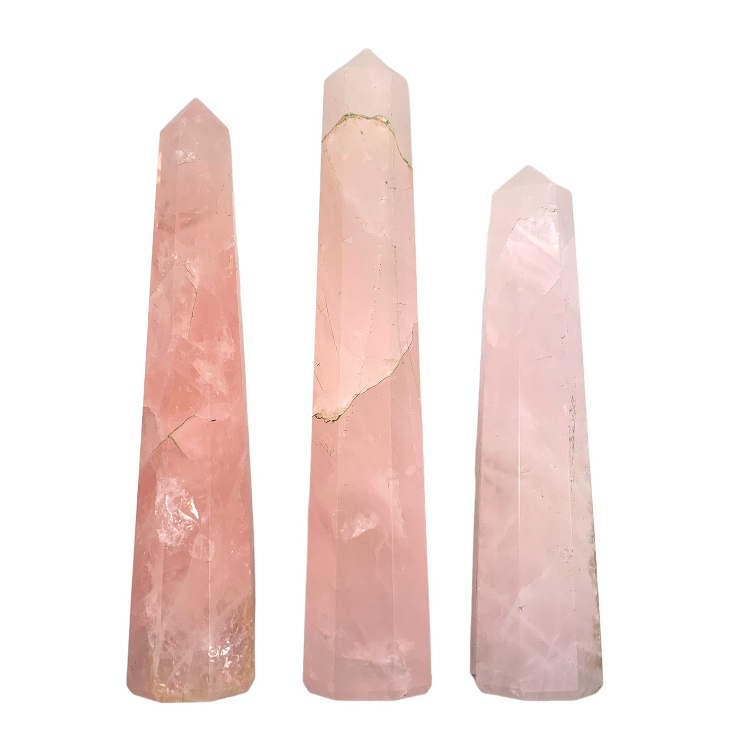 Pointes polies en quartz rose - 3 à 5 pouces - Vendues au gramme - Inde