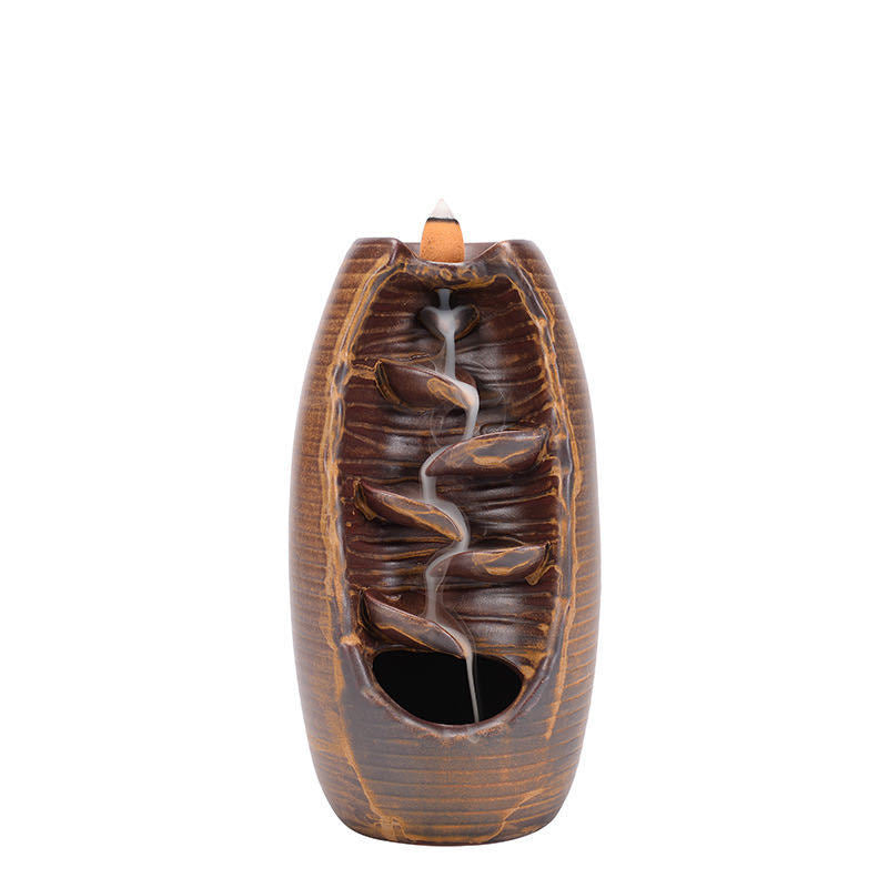 Waterfall - Porcelain Backflow Burner - Rust Glaze - 105x83x126mm - China - NEW1122