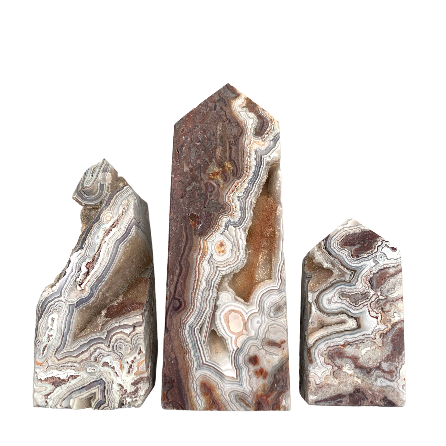 Agate mexicaine - Tours polies - 3 à 6 pouces - Prix au gramme - Transformé en Chine - NEW822